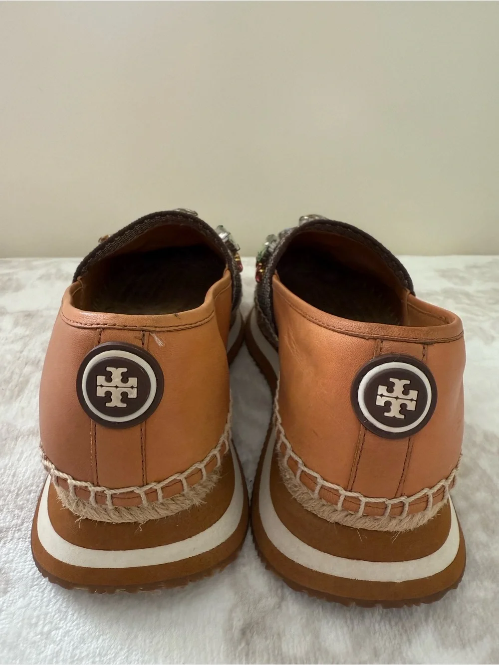 Tory Burch Daisy Crystal Embellished Slip On Espadrilles